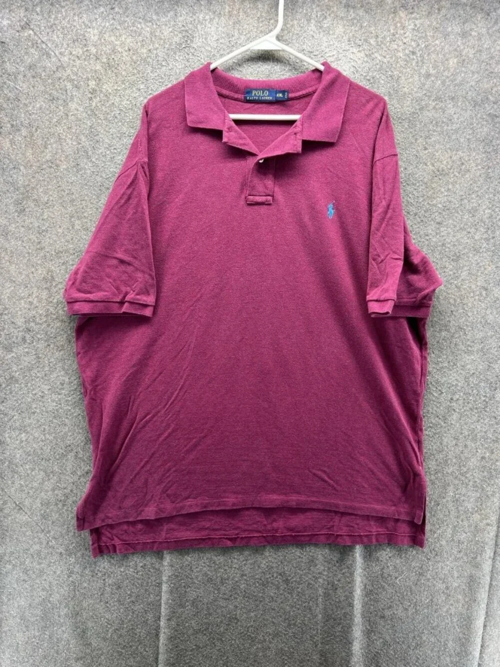 Polo Ralph Lauren Polo Shirt Men 2XL Purple Pony Cotton Casual Solid Knit